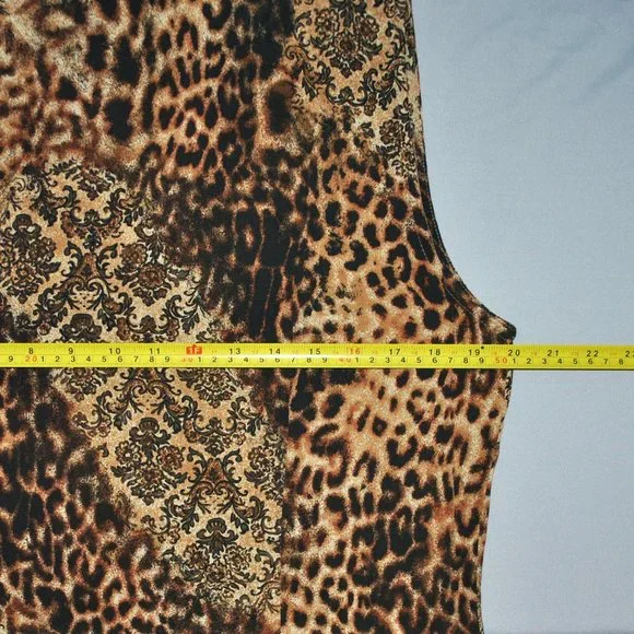 Vintage Danny & Nicole Sleeveless Duster Animal Print Brown & Black NWT - Picture 7 of 8